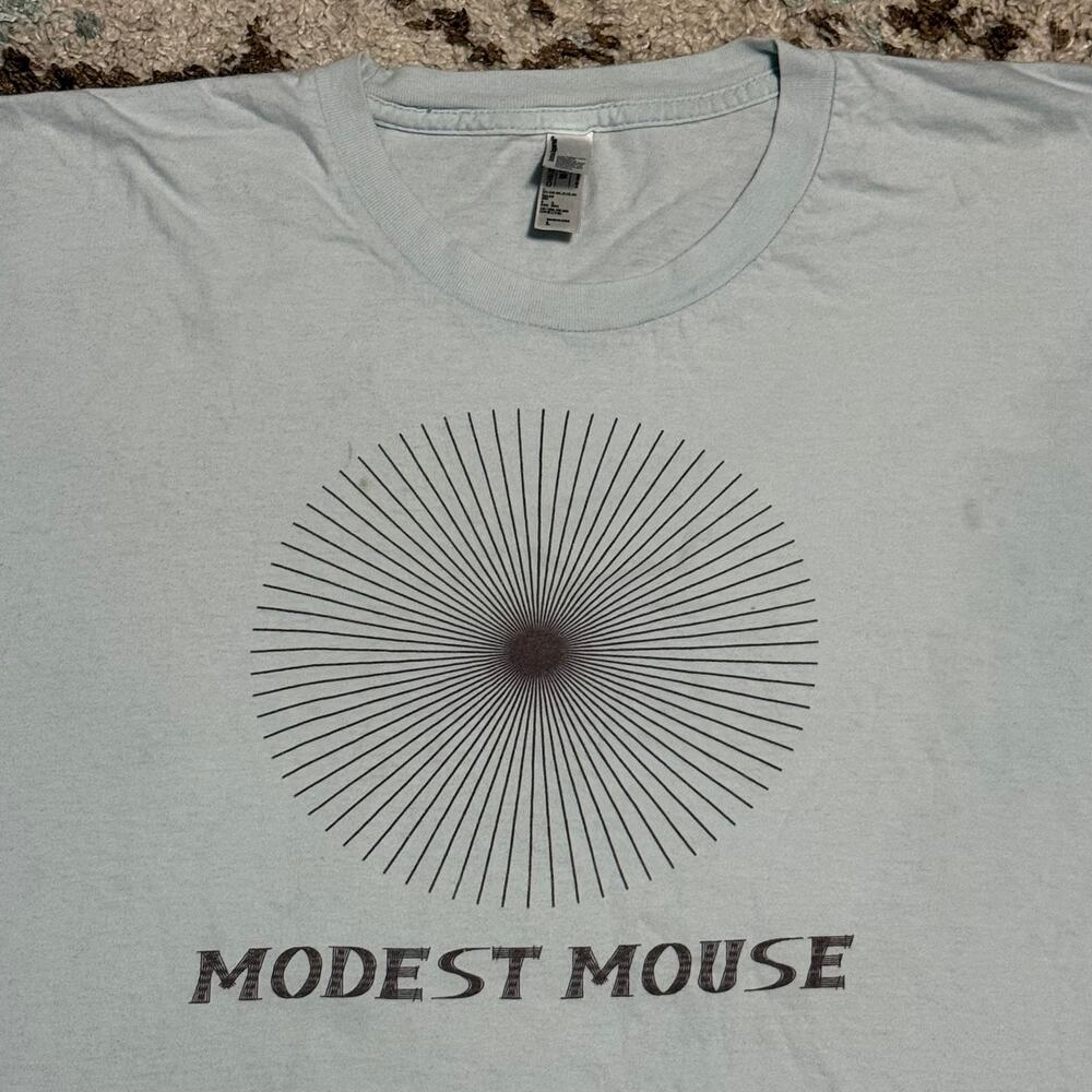Modest Mouse Sunburst Shirt Size Large Alternative Indie Band Tee Blue/Brown